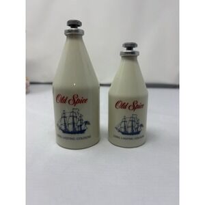 Vintage Old Spice Orignial Milk Glass After Shave Long Lasting Star Tops Empty 2